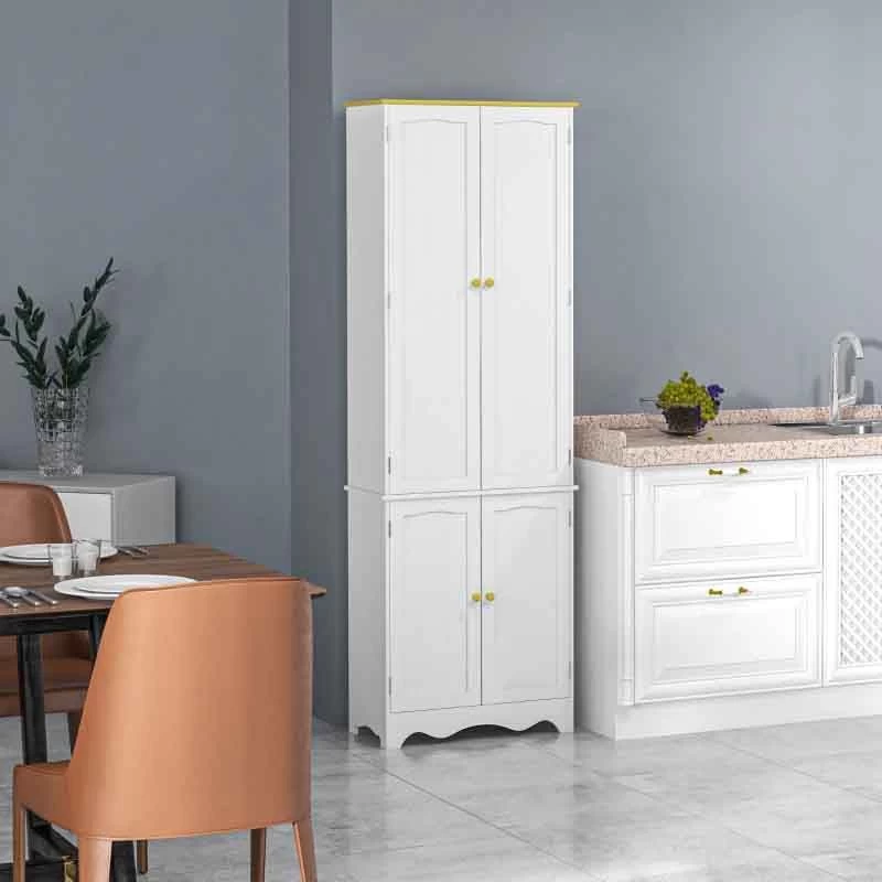 HOMCOM 4-Door Freestanding Kitchen Storage Unit - White - 835-663BN 2 HOMCOM 4-Door Freestanding Kitchen Storage Unit - White - 835-663BN
