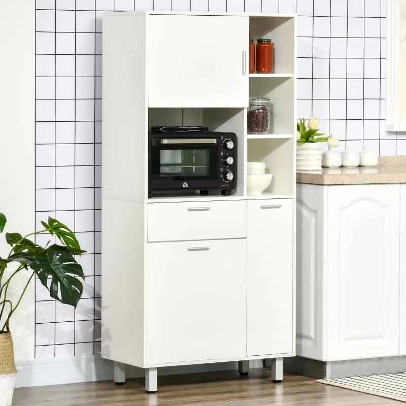HOMCOM Modern Freestanding Kitchen Cabinet With Shelves - White - 835-696V00WT 3 HOMCOM Modern Freestanding Kitchen Cabinet With Shelves - White - 835-696V00WT