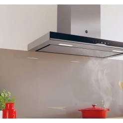 Hoover H500 HTS9CBK5XWIFI 90cm T-Shape Chimney Cooker Hood- Black Glass & Stainless Steel -Kitchen Sale Shop h o hoover hts9cbk5xwifi90 lifestyle1