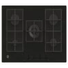 Hoover H500 HVG74WC5B 75cm Gas Hob - Black Glass -Kitchen Sale Shop h o hoover hvg74wc5b front