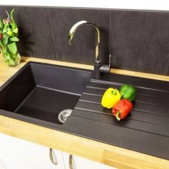 Reginox Harlem 1 Bowl Grey Silver Granite Composite Sink - HARLEM 10 GS -Kitchen Sale Shop harlem10gs