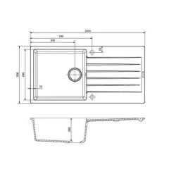 Reginox Harlem 1 Bowl Grey Silver Granite Composite Sink - HARLEM 10 GS -Kitchen Sale Shop harlem 10.dimmensional