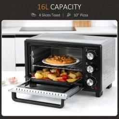 HOMCOM 1400W 16 Litre Mini Countertop Oven & Grill - Silver - 800-083V70 -Kitchen Sale Shop homcom 800083v70 features