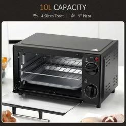 HOMCOM 750W 9 Litre Mini Countertop Oven & Grill - Black - 800-088 -Kitchen Sale Shop homcom 800088 capacity