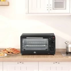 HOMCOM 750W 9 Litre Mini Countertop Oven & Grill - Black - 800-088 -Kitchen Sale Shop homcom 800088 lifestyle2
