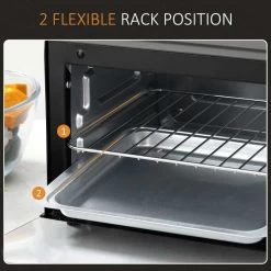 HOMCOM 750W 9 Litre Mini Countertop Oven & Grill - Black - 800-088 -Kitchen Sale Shop homcom 800088 rack