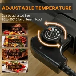 HOMCOM 1600W Non-Stick Teppanyaki Table Top Grill - Black - 800-109V70 -Kitchen Sale Shop homcom 800109v70 features1