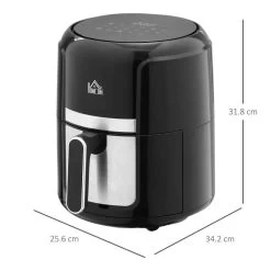 HOMCOM 1300W 4 Litre Air Fryer With Rapid Air Circulation - Black - 800-119V70 -Kitchen Sale Shop homcom 800119v70 dimensions