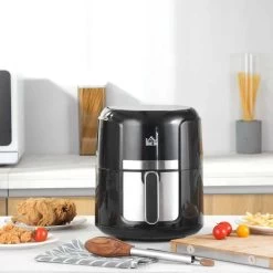 HOMCOM 1300W 4 Litre Air Fryer With Rapid Air Circulation - Black - 800-119V70 -Kitchen Sale Shop homcom 800119v70 lifetsyle1