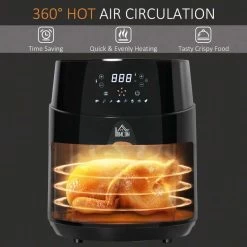 HOMCOM 1500W 4.5 Litre Air Fryer With Digital Display - Black - 800-124V70 -Kitchen Sale Shop homcom 800124v70 product information