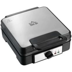 HOMCOM 1200W 4 Slice Waffle Maker - Black - 800-135V70 -Kitchen Sale Shop homcom 800135v70 lid closed 1