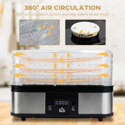 HOMCOM 245W 5 Tier Food Dehydrator - Silver - 800-142V70 18 HOMCOM 245W 5 Tier Food Dehydrator - Silver - 800-142V70 -Kitchen Sale Shop homcom 800142v70 1 information