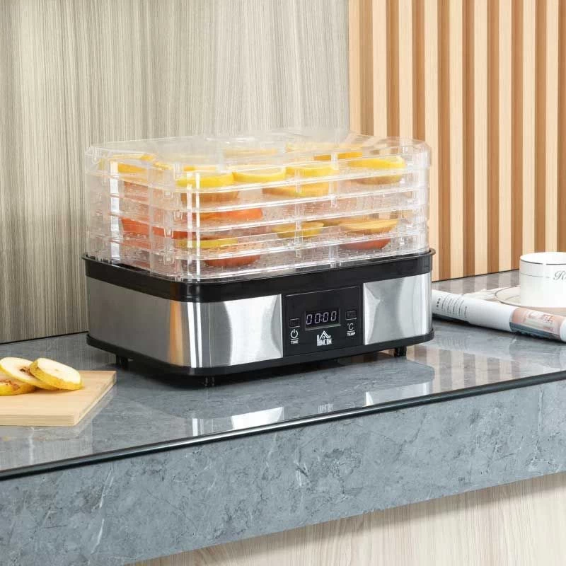 HOMCOM 245W 5 Tier Food Dehydrator - Silver - 800-142V70 3 HOMCOM 245W 5 Tier Food Dehydrator - Silver - 800-142V70