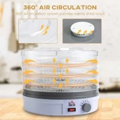 HOMCOM 245W 5 Tier Food Dehydrator - White - 800-144V70 -Kitchen Sale Shop homcom 800144v70 air circulation