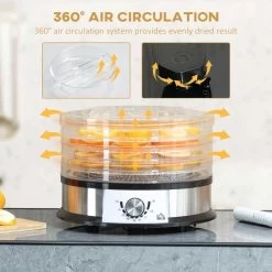 HOMCOM 250W 5 Tier Food Dehydrator - Silver - 800-145V70 17 HOMCOM 250W 5 Tier Food Dehydrator - Silver - 800-145V70 -Kitchen Sale Shop homcom 800145v70 air circulation