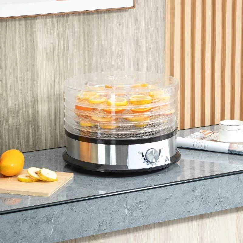 HOMCOM 250W 5 Tier Food Dehydrator - Silver - 800-145V70 3 HOMCOM 250W 5 Tier Food Dehydrator - Silver - 800-145V70