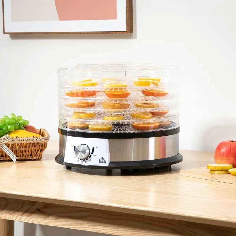 HOMCOM 250W 5 Tier Food Dehydrator - Silver - 800-145V70 5 HOMCOM 250W 5 Tier Food Dehydrator - Silver - 800-145V70 - Image 3