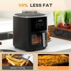 HOMCOM 1500W 6.7 Litre Air Fryer With Digital Display - Black - 800-147V71BK -Kitchen Sale Shop homcom 80014771bk features