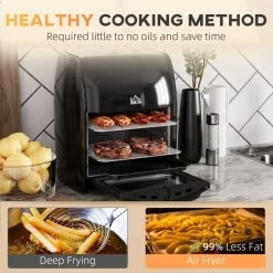 HOMCOM 1800W 12 Litre Air Fryer With Digital Display - Black - 800-149V70 -Kitchen Sale Shop homcom 800149v70 information