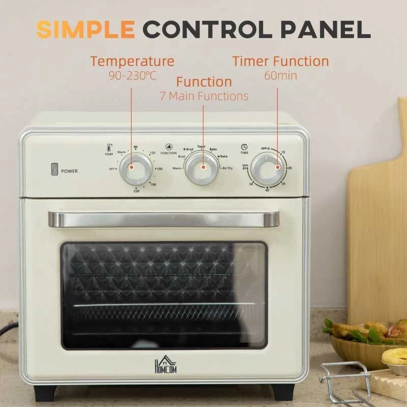 HOMCOM 1400W 20 Litre Mini Toaster Oven - Cream White - 800-152V70CW 10 HOMCOM 1400W 20 Litre Mini Toaster Oven - Cream White - 800-152V70CW - Image 8