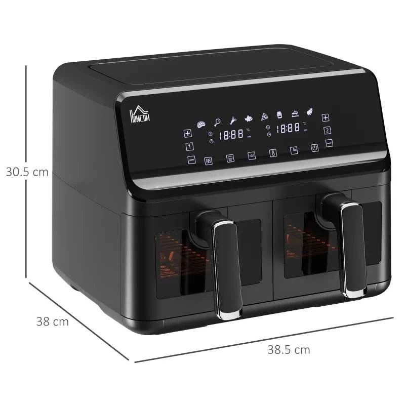 HOMCOM 2500W 8 Litre Family Size Air Fryer With Digital Display - Black - 800-166V70BK 4 HOMCOM 2500W 8 Litre Family Size Air Fryer With Digital Display - Black - 800-166V70BK - Image 2