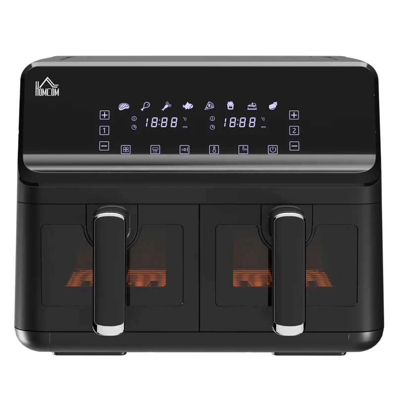 HOMCOM 2500W 8 Litre Family Size Air Fryer With Digital Display - Black - 800-166V70BK 6 HOMCOM 2500W 8 Litre Family Size Air Fryer With Digital Display - Black - 800-166V70BK - Image 4