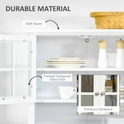 HOMCOM Tall Freestanding Kitchen Cabinet With Countertop - White - 835-343 -Kitchen Sale Shop hvu88c188fbae3c6c.jpg