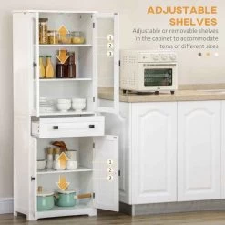 HOMCOM Freestanding Glass Door Kitchen Cabinet - White - 835-926V80WT -Kitchen Sale Shop hz288c1863065bb44.jpg