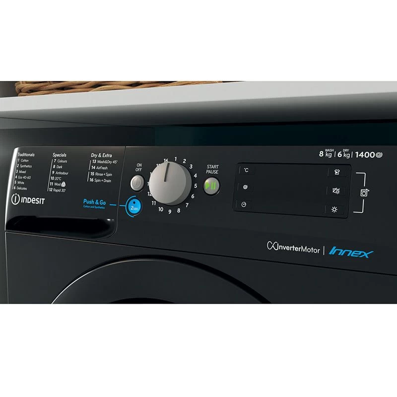 Indesit BDE 86436X B UK N 8/6kg 1400rpm Washer Dryer - Black 8 Indesit BDE 86436X B UK N 8/6kg 1400rpm Washer Dryer - Black - Image 6