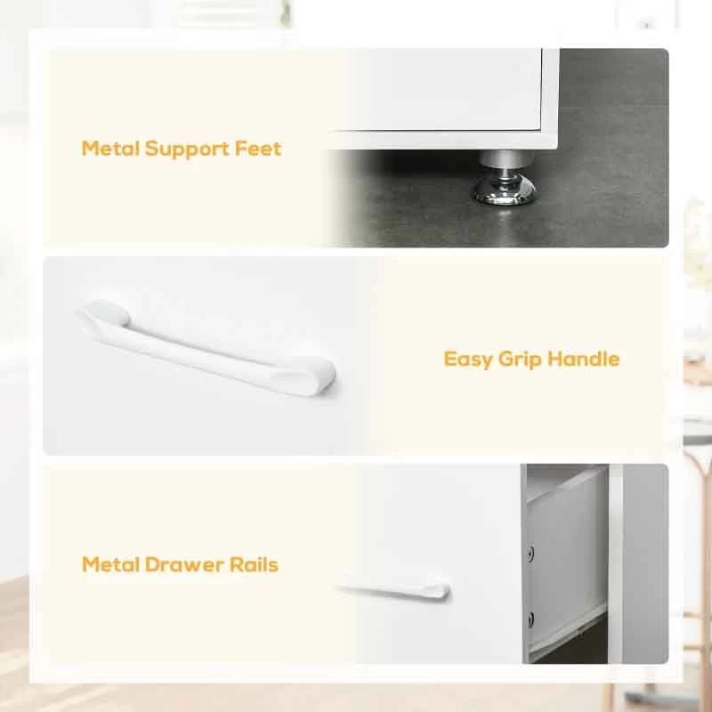 HOMCOM Modern Kitchen Cabinets With Storage - White - 835-341WT 6 HOMCOM Modern Kitchen Cabinets With Storage - White - 835-341WT - Image 5