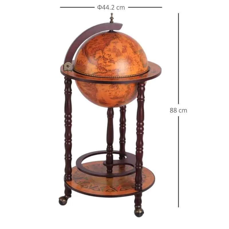 HOMCOM Globe Shaped Retro Style Drinks Cabinet With Wheels - Brown - 801-073 5 HOMCOM Globe Shaped Retro Style Drinks Cabinet With Wheels - Brown - 801-073 - Image 3