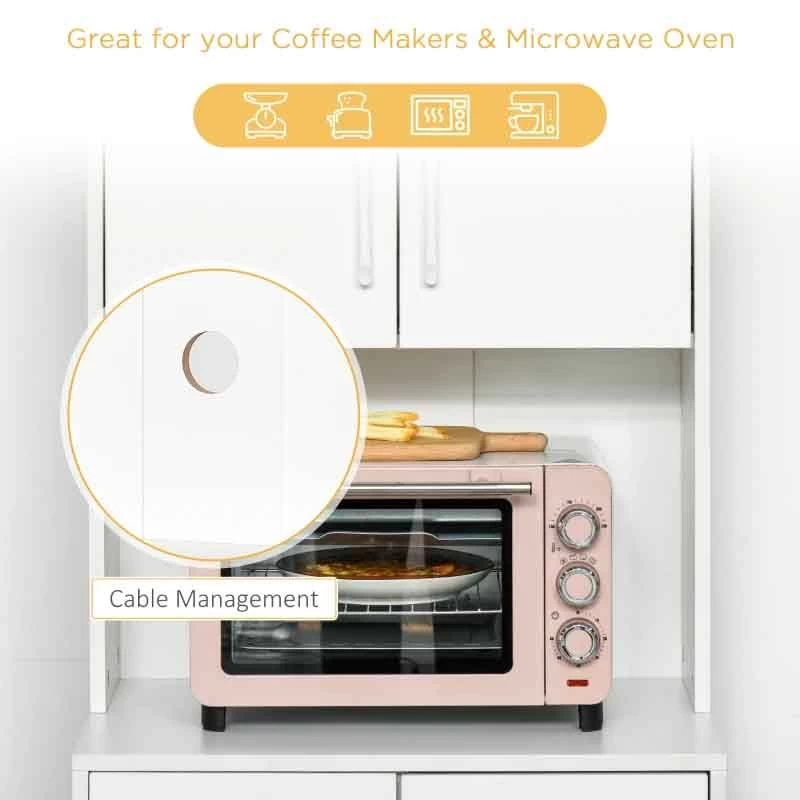 HOMCOM Modern Kitchen Cabinets With Storage - White - 835-341WT 7 HOMCOM Modern Kitchen Cabinets With Storage - White - 835-341WT - Image 6