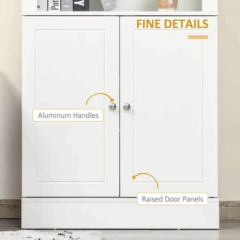 HOMCOM Freestanding Kitchen Unit With 6-Tier Shelving - White - 835-492WT 10 HOMCOM Freestanding Kitchen Unit With 6-Tier Shelving - White - 835-492WT - Image 8