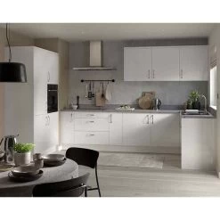 Kitchen Kit Slab 600mm Tall Oven & Microwave Housing - Super Gloss - Light Grey - Flatpacked - FKKF0232 -Kitchen Sale Shop k i kitchen kit fkkf0232 lifestyle1