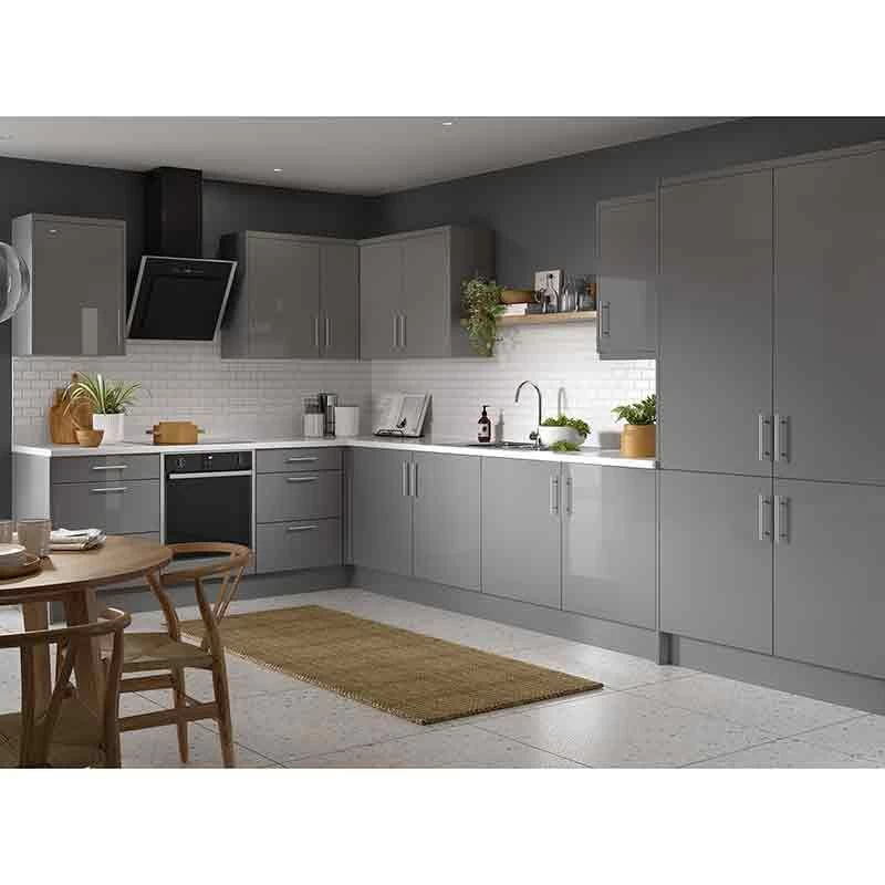 Kitchen Kit Slab 400mm Base Cabinet - Super Gloss - Dust Grey - Flatpacked - FKKF0302 4 Kitchen Kit Slab 400mm Base Cabinet - Super Gloss - Dust Grey - Flatpacked - FKKF0302 - Image 2