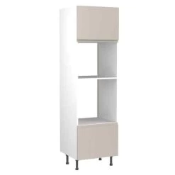 Kitchen Kit J-Pull 600mm Tall Oven & Microwave Housing - Super Gloss - Light Grey - Flatpacked - FKKJ0232