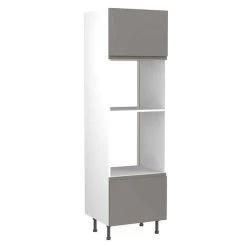 Kitchen Kit J-Pull 600mm Tall Oven & Microwave Housing - Super Gloss - Dust Grey - Flatpacked - FKKJ0332