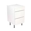 Kitchen Kit J-Pull 500mm 3 Drawer Base Cabinet - Ultra Matt - White - Flatpacked - FKKJ0541