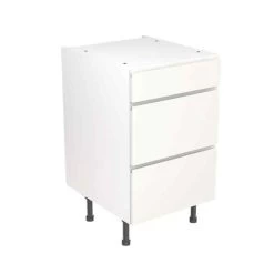 Kitchen Kit J-Pull 500mm 3 Drawer Base Cabinet - Ultra Matt - White - Flatpacked - FKKJ0541