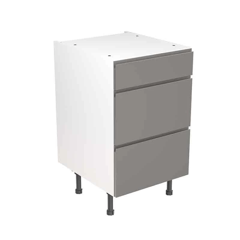Kitchen Kit J-Pull 500mm 3 Drawer Base Cabinet - Ultra Matt - Dust Grey - Flatpacked - FKKJ0841 3 Kitchen Kit J-Pull 500mm 3 Drawer Base Cabinet - Ultra Matt - Dust Grey - Flatpacked - FKKJ0841