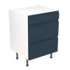 Kitchen Kit Rigid J-Pull 600mm 3 Drawer Base Cabinet - Ultra Matt - Indigo Blue - Pre-Assembled - RKKJ1306 -Kitchen Sale Shop k i kitchen kit rkkj1306