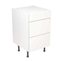 Kitchen Kit Rigid Value Slab 500mm 3 Drawer Base Cabinet - Standard Matt - White - Pre-Assembled - RKKM1041
