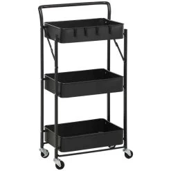 HOMCOM 3 Tier Storage Trolley - 310mm - Black - 850-161BK -Kitchen Sale Shop ksx98a188d679daa1.jpg