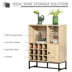 HOMCOM Freestanding Wine Rack & Glass Holder - Brown - 801-205 -Kitchen Sale Shop kuu9f817dc442143a.jpg