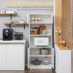 HOMCOM 5-Tier Kitchen Storage Unit With Countertop - White - 835-684V00WT 19 HOMCOM 5-Tier Kitchen Storage Unit With Countertop - White - 835-684V00WT -Kitchen Sale Shop kvva09182a9810b6d.jpg