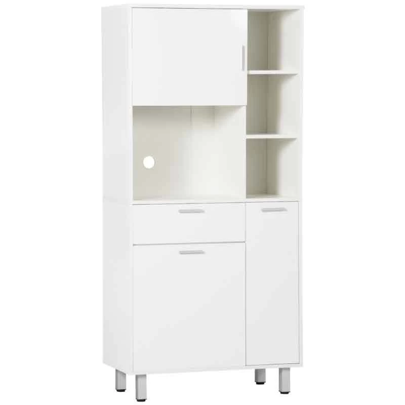 HOMCOM Modern Freestanding Kitchen Cabinet With Shelves - White - 835-696V00WT 9 HOMCOM Modern Freestanding Kitchen Cabinet With Shelves - White - 835-696V00WT - Image 7
