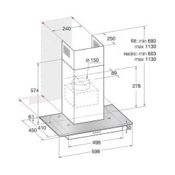 Hotpoint PHFG6.4FLMX 60cm Flat Glass Chimney Hood - Stainless Steel -Kitchen Sale Shop l h lho4813 3