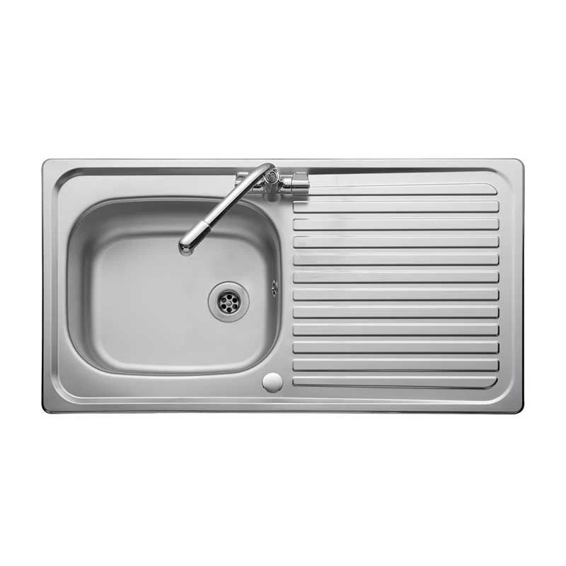 Leisure Linear 1 Bowl Inset Kitchen Sink With Reversible Drainer 0.9mm Gauge - Satin Stainless Steel - LN950/ 3 Leisure Linear 1 Bowl Inset Kitchen Sink With Reversible Drainer 0.9mm Gauge - Satin Stainless Steel - LN950/