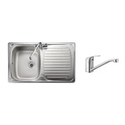 Leisure Linear Compact 1 Bowl Inset Kitchen Sink Reversible With Leisure Aquamono Single Lever Kitchen Mixer Tap & Waste - LR8001/TMO40