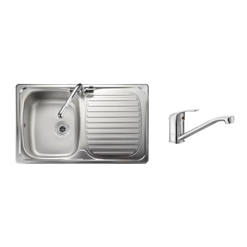 Leisure Linear Compact 1 Bowl Inset Kitchen Sink Reversible With Leisure Aquamono Single Lever Kitchen Mixer Tap & Waste - LR8001/TMO40 3 Leisure Linear Compact 1 Bowl Inset Kitchen Sink Reversible With Leisure Aquamono Single Lever Kitchen Mixer Tap & Waste - LR8001/TMO40